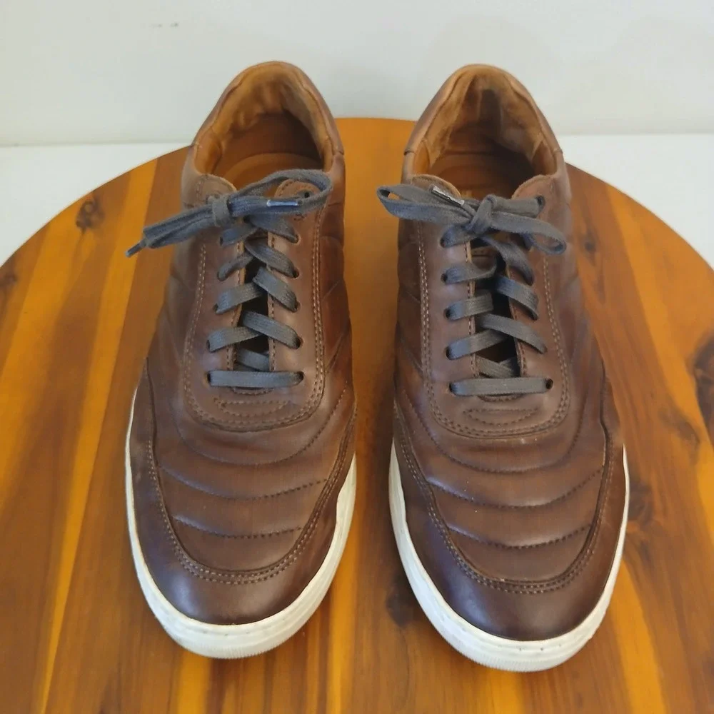 Johnston & Murphy‎ Oxford Sneakers Mens 10M Brown Leather Quilted 25-2662